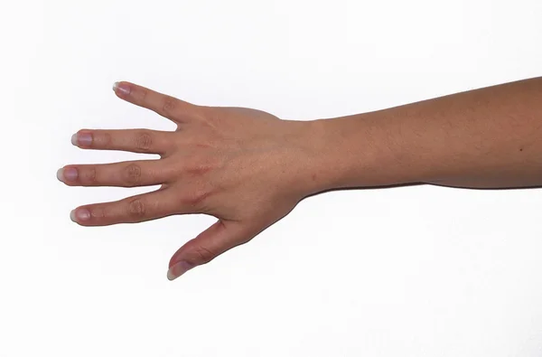 Uitgestrekte arm met open hand — Stockfoto