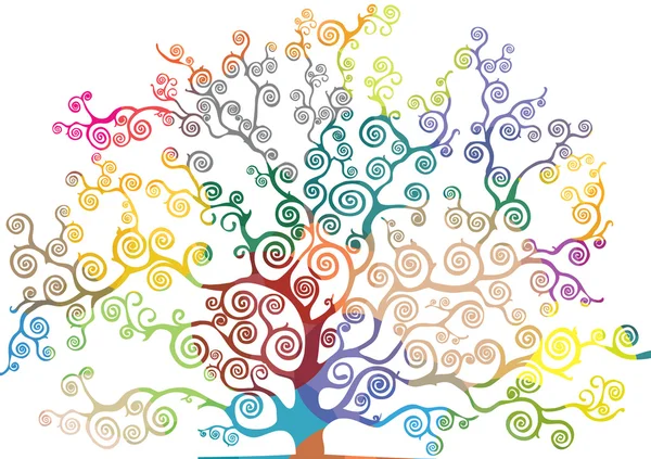 Дерево з вигнутими гілками і кольоровими — стоковий вектор