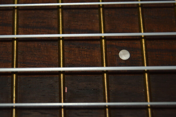 Background: handle wooden guitar with strings