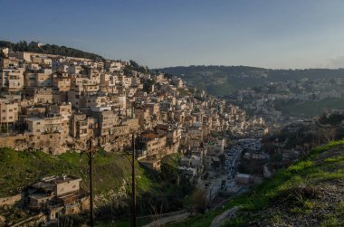 Silwan 'ın akşam manzarası. Kudüs