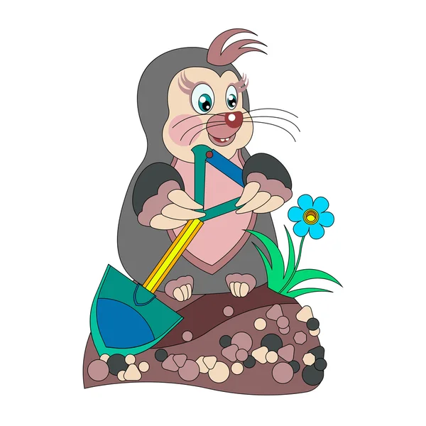 Beyaz bir arka plan üzerinde neşeli köstebek