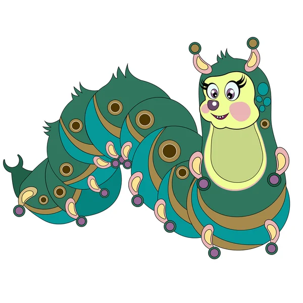 Beyaz bir arka plan üzerinde çizgi film tırtıl