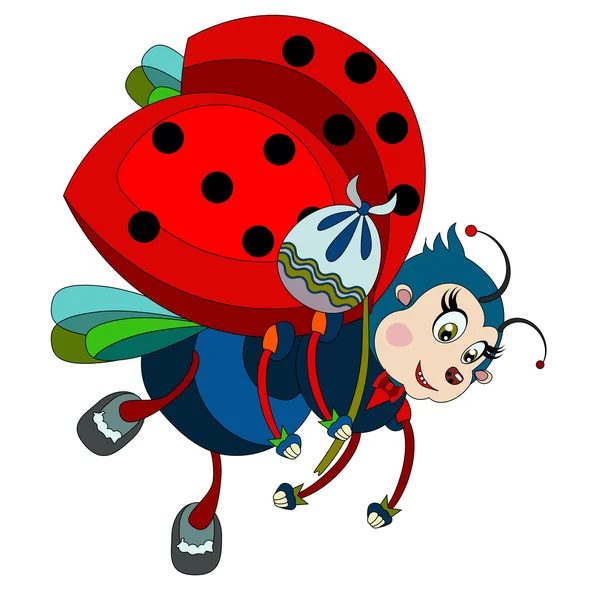 Beyaz bir arka plan üzerinde çizgi film uğur böceği