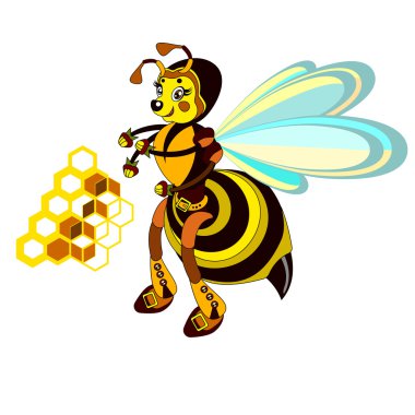 Beyaz bir arka plan üzerinde çizgi film yaban arısı