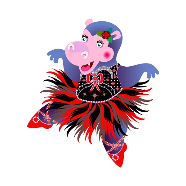 Hippo Ballerina — Stockvector