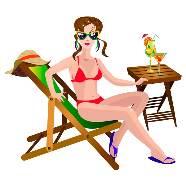 Kadın şezlong üzerinde