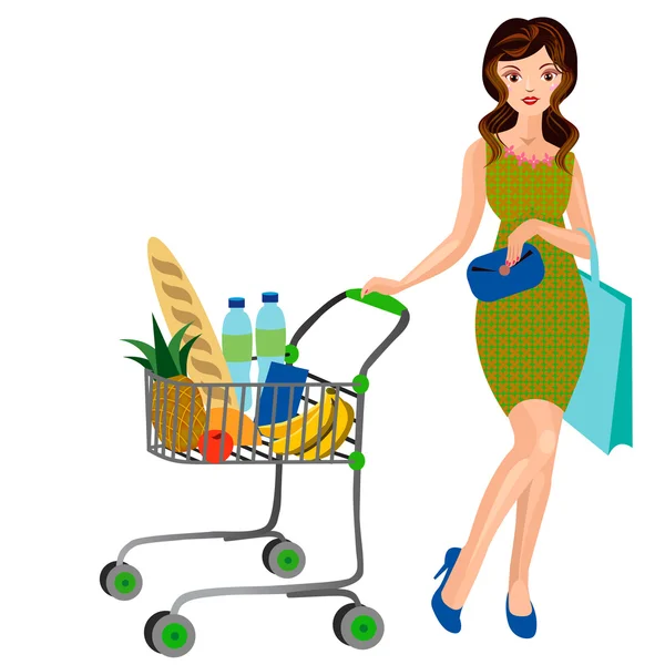 Full Shopping Cart — Stock Vector