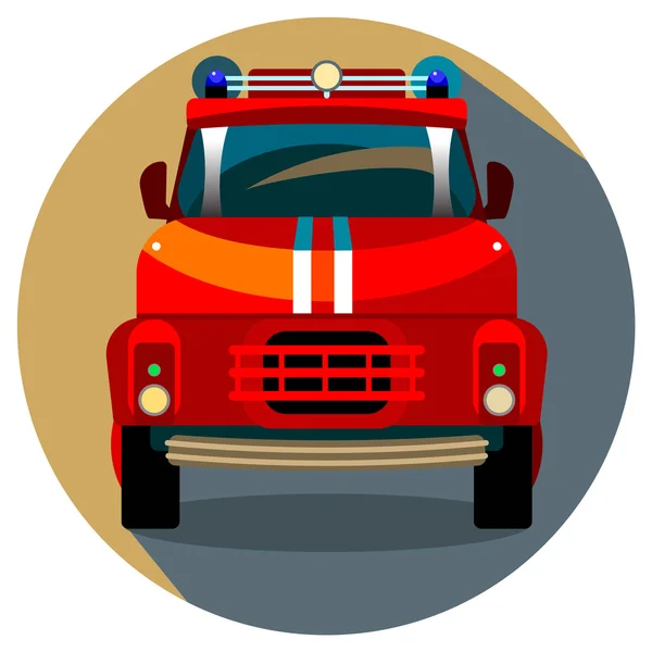 Kırmızı itfaiye arabası. Vektör çizim.