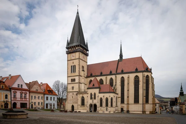 Aegidius Basilika Mitten Stora Torget Bardejov Slovakien Staden Bardejov Unescos — Stockfoto