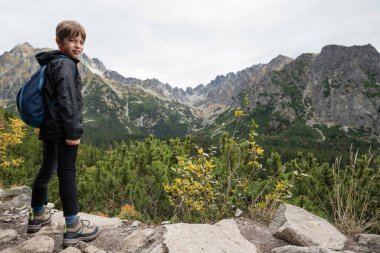 Slovakya 'nın High Tatras kentinde yürüyüş yapan genç turist