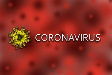 Coronavirus kavramı - kırmızı arkaplanda Coronavirus metninin 3B çizimi