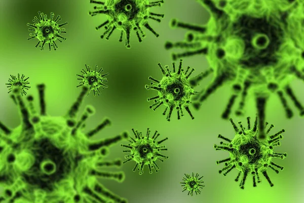 Corona Virus Attack Concept Many Virus Attack Green Background — Stock Photo, Image