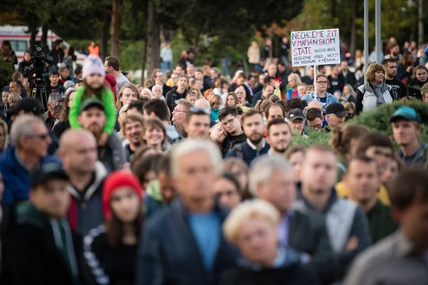 Bratislava Slovakia Sep 2019 Protesto Contra Governo Tem Lugar Praça — Fotografia de Stock