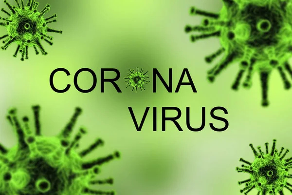 Concepto Ataque Virus Corona Muchos Ataques Virus Fondo Verde —  Fotos de Stock