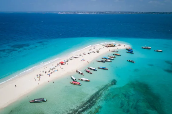 Veduta Aerea Bellissima Isola Tropicale Sabbia Con Spiaggia Sabbia Bianca — Foto Stock