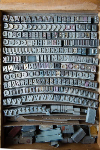 Metal Tipo Fuente Conjunto Ordenado Alfabéticamente —  Fotos de Stock