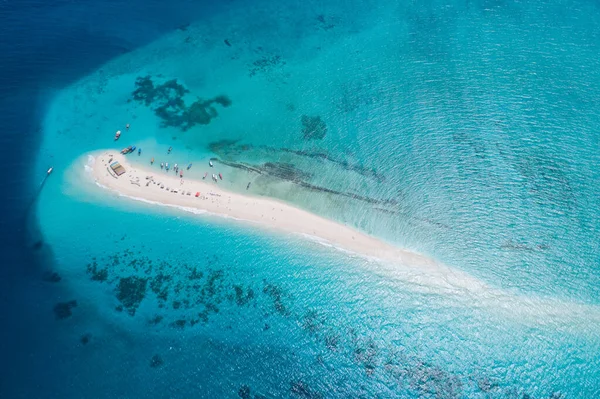 Veduta Aerea Bellissima Isola Tropicale Sabbia Con Spiaggia Sabbia Bianca — Foto Stock