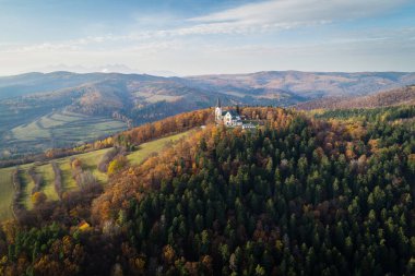 Aerial view of Basilica of the Visitation of the Blessed Virgin Mary in Levoca, Slovakia