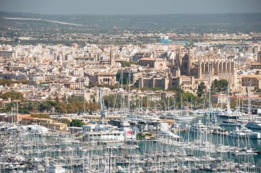 A magnificent view over Palma, Mallorca, Spain. Looking towards the port, cathedral and old town.