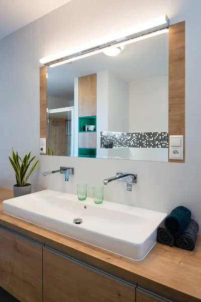 Detalle Lavabo Baño Moderno — Foto de Stock