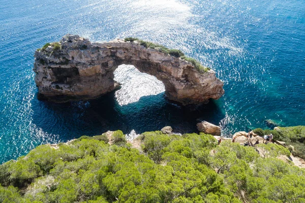 Pontas Arco Rocha Natural Largo Costa Cala Santanyi Maiorca Ilhas — Fotografia de Stock
