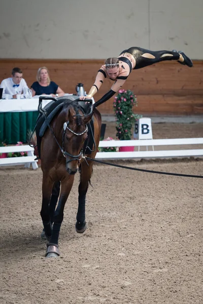 Pezinok Eslovaquia Junio 2018 Stefanie Hagele Alemania Acción Competencia Salto —  Fotos de Stock