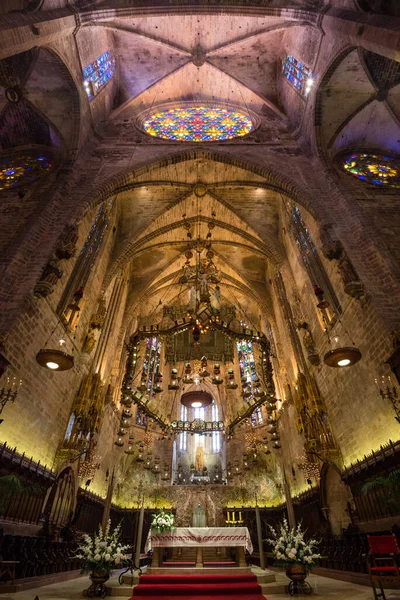 Palma Mallorca Spain Sep 2018 Gothic Style Interior Cathedral Santa — Foto de Stock