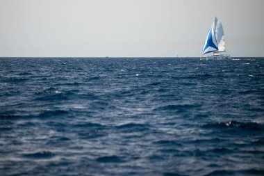Catamaran sailing on open sea