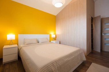 Çağdaş yatak odası, evin içi.