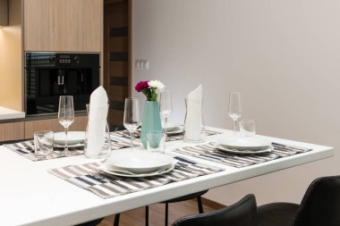 Dining table in contemporary kitchen