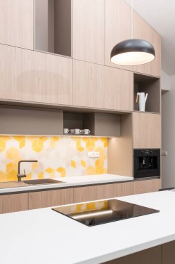 Worktop in contemporary kitchen interior