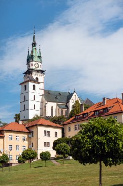 Main square, church and castle in historic medieval mining town Kremnica, Slovakia