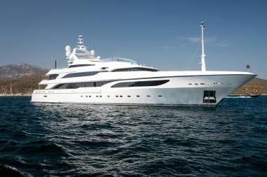 Large luxury motor yacht in the blue sea