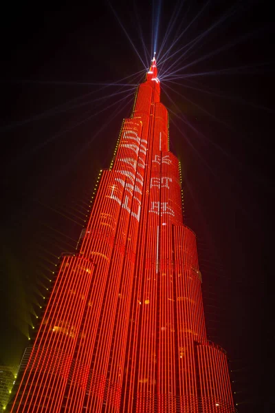 Dubai Emiratos Árabes Unidos Febrero 2018 Espectáculo Láser Año Nuevo — Foto de Stock