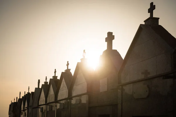 Sun Sets Tombs Marine Cemetery Bonifacio Corsica Island France — Stok fotoğraf