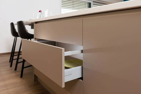 Detail Cabinet Drawer Contemporary Kitchen Interior — Stok Foto