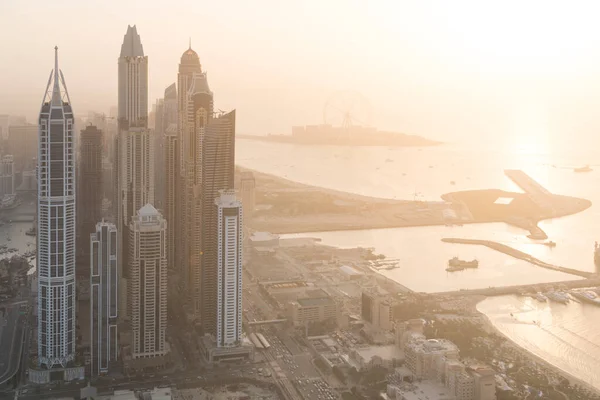 Dubai Uae Лютого 2018 Повітряний Вид Dubai Marina Skyscrapers Dusk — стокове фото