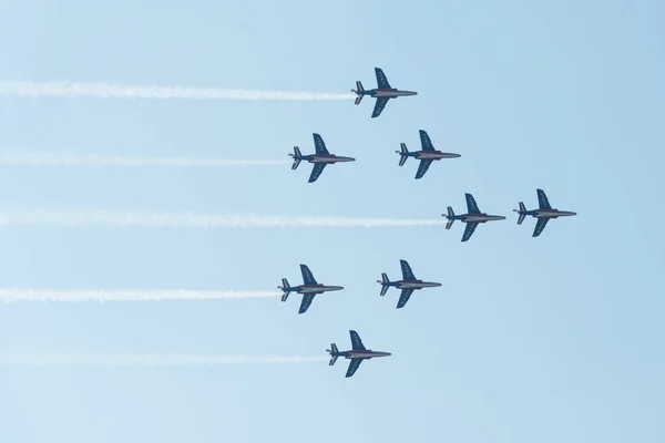 Sliac Slovakia August Patrouille France Aerobatic Team Perform Flight Maneuver — 图库照片