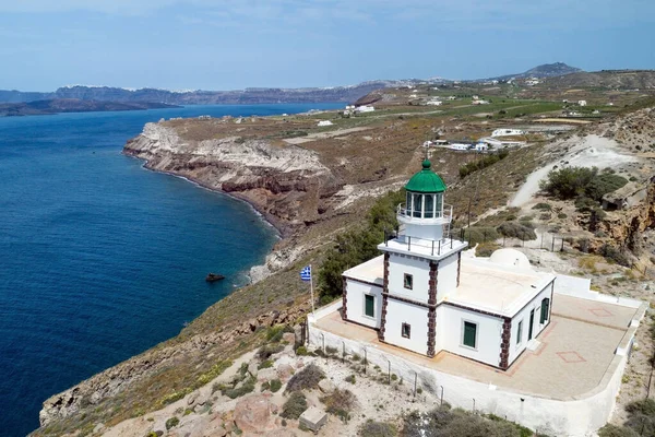 Akrotiri deniz feneri, açık gökyüzü, Santorini adası, Yunanistan