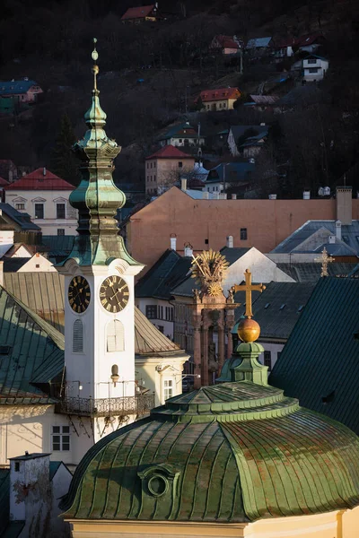 Stadtzentrum Von Banska Stiavnica Historische Mittelalterliche Bergbaustadt Der Slowakei Unesco — Stockfoto