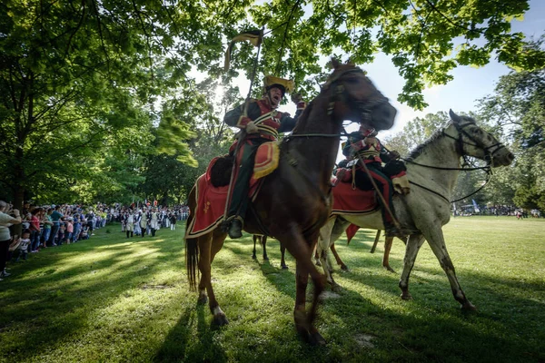 Bratislava Slowakei Mai Nachstellung Der Belagerung Von Pressburg Durch Napoleon — Stockfoto