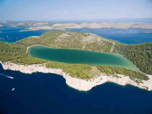 Veduta Aerea Del Lago Slano Nel Parco Naturale Telascica Croazia — Foto Stock