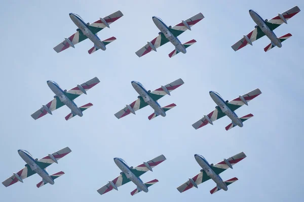 Sliac Slovakia August Flight Close Formation Italian Aerobatic Team Frecce — 图库照片