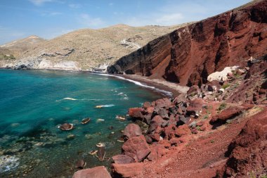 Santorini, Yunanistan 'ın Kızıl Plajı