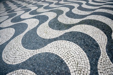 Lizbon, Portekiz 'deki Rossio Meydanı' nda kaldırım detayları