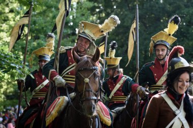 BRATISLAVA, SLOVAKIA - 21 Mayıs 2016: Napolyon 'un 21 Mayıs 2016' da Slovakya 'nın Bratislava kentinde Pressburg Kuşatması' nın yeniden canlandırılması