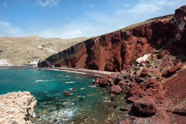 Santorini, Yunanistan 'ın Kızıl Plajı