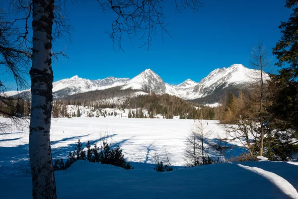 Montañas Con Nieve Congelado Strbske Pleso High Tatras Eslovaquia — Foto de Stock