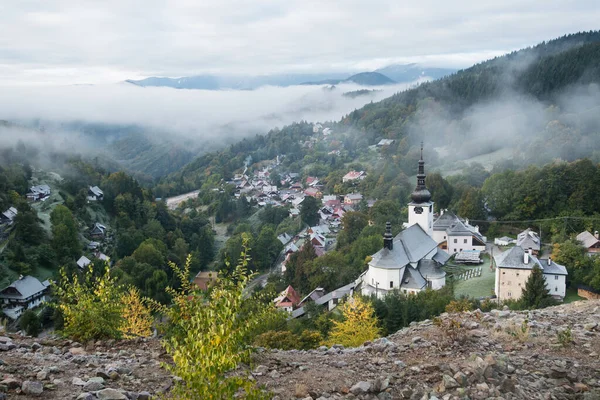 Cold autumn morning in old mining village - Spania Dolina, Slovakia