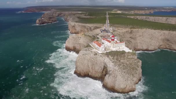 Saint Vincent Burnu Ndaki Cabo Sao Vicente Sagres Deniz Feneri — Stok video
